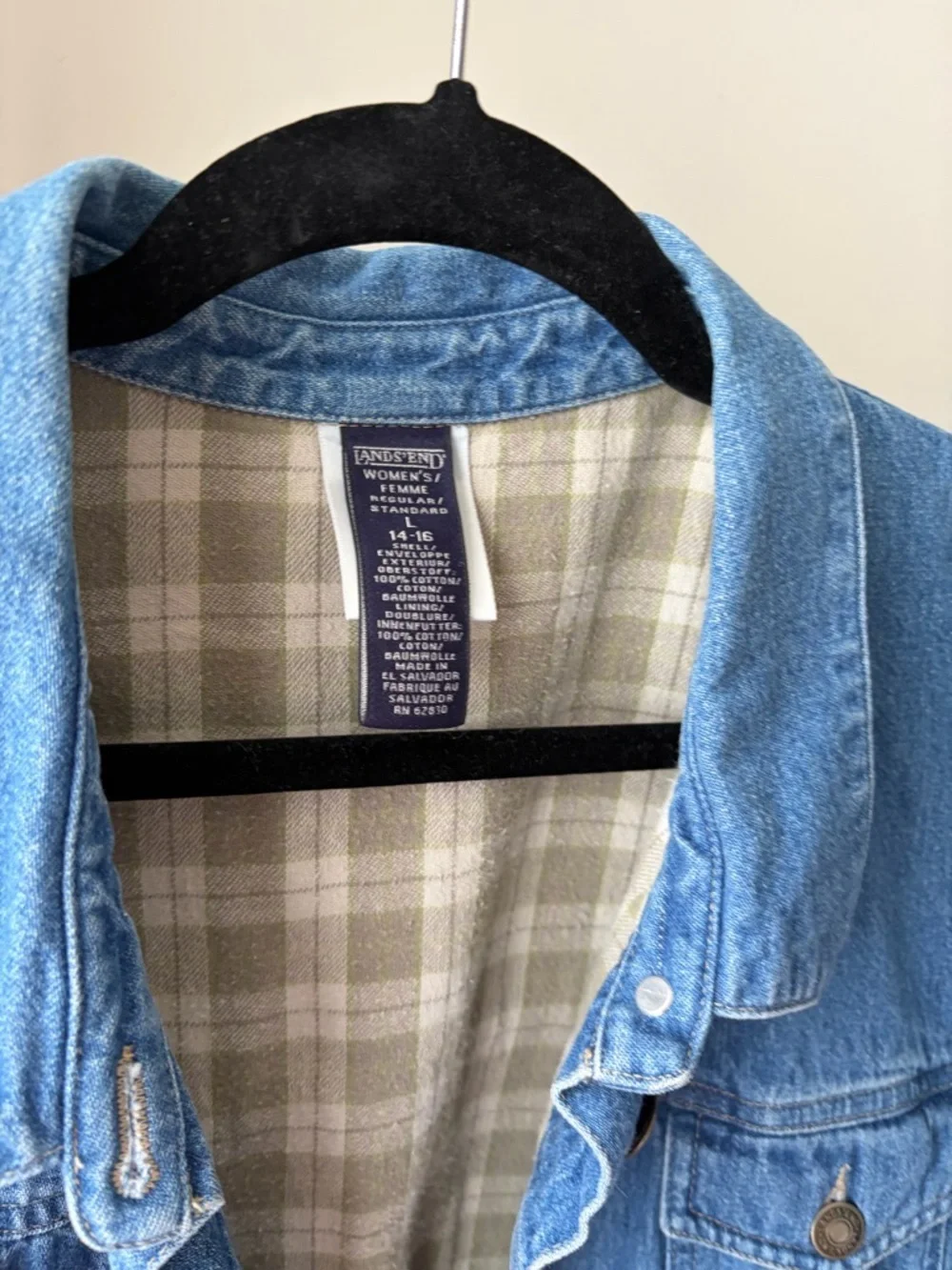 Lands' End Light Blue Denim Jacket Jeans and T Shirt bundle L